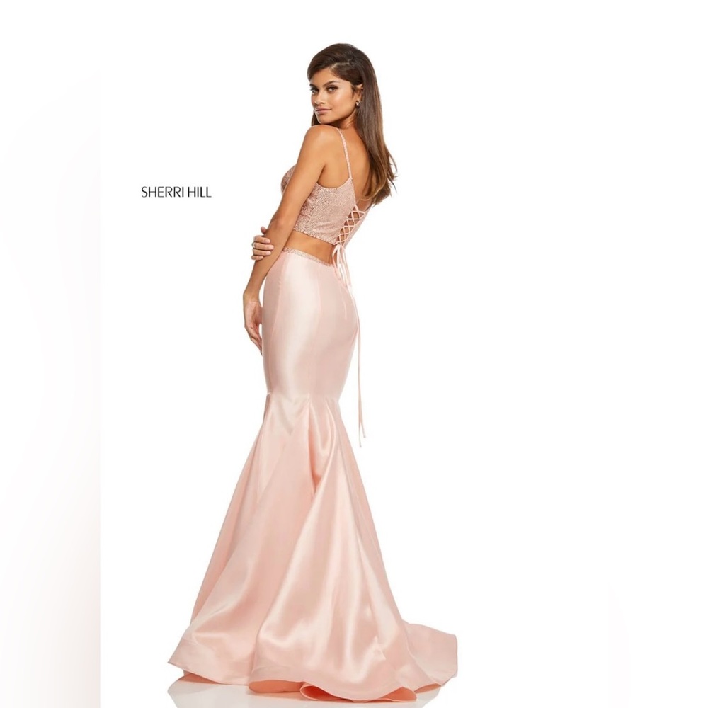 Sherri Hill Pink & Rose Gold two piece prom dress